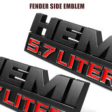 2X Black Red Side Fender Emblem Badges 3D Decal Fit for RAM 1500 Hemi 5.7 LITER picture