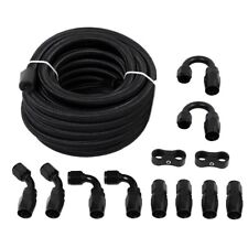 LokoCar 8AN Fuel Line Kit Nylon Braided Fuel Hose Fitting Kit CPE 20FT Black picture