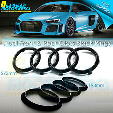 Audi Rings Front Grill & Rear Trunk Emblem Gloss Black Logo A3 A4 S4 A5 S5 A6 S6 picture