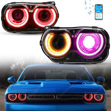Pair RGB Headlights Halogen Head lamps Projector for 2015-2023 Dodge Challenger picture