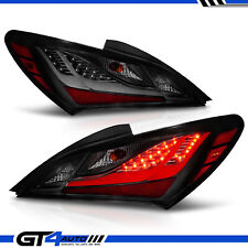 For 10-16 Hyundai Genesis Coupe 2DR Black LED Light Tube Taillights Pairs picture