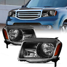 Halogen Amber Black Headlights Assembly Pair For 2012 2013 2014 2015 Honda Pilot picture