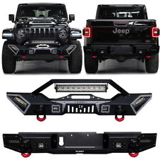 Vijay For 2020-2024 Jeep Gladiator JT Black Front or Rear Bumper w/ LED Lights picture