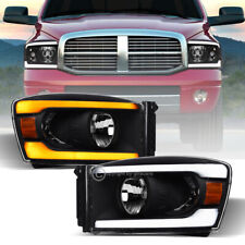 Switchback Sequential For 2006-2009 Dodge Ram Blk Headlights w/DRL LED Tube Bar picture