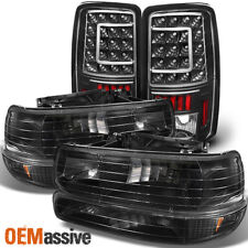 Fit 00-06 Chevy Suburban Tahoe Black Headlights+Bumper+LED Tail Lights picture