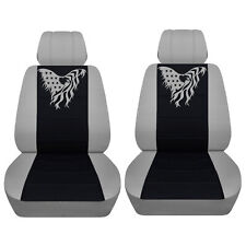 Front Seat Covers Fits 2006, 2007, 2008 Dodge Ram Silver and Black Eagle Flag picture