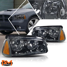 For 06-10 Dodge Charger Headlight/Lamps Smoked Housing Clear Lens Amber Corner picture