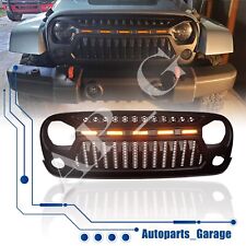 For 2007-2018 Jeep Wrangler Front Grille With Amber LED Running Lights JK JKU picture