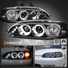 Black Fit 1992-1995 Honda Civic 2/3/4Dr LED Halo Projector Headlights Lamp 92-95 picture