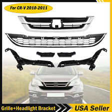 6PC For CR-V 2010-2011 Upper Lower Chrome Grille Mesh & Bumper Headlight Bracket picture