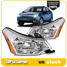 Headlights Assembly For 2008-2011 Ford Focus S SE SES SEL Chrome Housing Pair picture