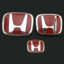 3PCS JDM Red H Emblem Front Rear Steering Fit For 2016-21 HONDA CIVIC Sedan 4 Dr picture