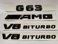 GLOSS BLACK BADGES FOR MERCEDES G-CLASS G63+AMG+V8 BITURBO EMBLEMS picture