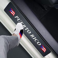 4pcs Puerto Rico Flag Carbon Fiber Car Door Front/Rear Sill Plate Protectors picture