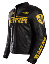 Men's Ferrari Racing Biker Real Sheepskin Leather Motorcycle Jacket picture