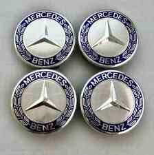 Set of 4 Mercedes-Benz Dark Blue Chrome Rim Center Hub Wheel Caps Cover 75mm AMG picture