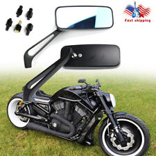 New Black Rectangle Motorcycle Mirrors For Harley Cruiser Bobber Chopper Softail picture