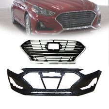 Fit For 2018 2019 Hyundai Sonata Plastic Front Bumper Cover & Front Upper Grille picture