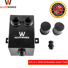 2L 2x 12 AN Oil Breather Catch Can Tank 2 Port Dual Breather Filter Universal picture