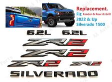 7PCS Gloss Black Red ZR2 Gloss Black 6.2L Silverado Emblems 2022+Silverado 1500 picture