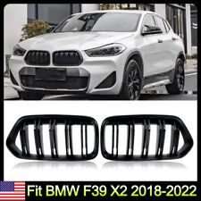 For BMW F39 X2 2018-2022 Dual Slats Front Kidney Hood Grille Replace Gloss Black picture