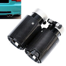 2pcs ID 63mm Carbon Fiber Look Exhaust Tip Fit For M Performance Pipes Universal picture