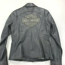 Harley Davidson Women Cycle Diva Swarovski Crystal Leather Jacket S 98121-08VW picture