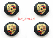 Genuine Porsche 997 987 Cayenne Center Cap Black Colored Crest Wheel Set 4 picture