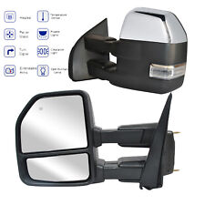 Tow Mirrors For 15-20 Ford F-150 Pickup Truck Power Heated LED Signal Chrome Cap picture