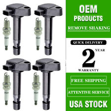 4pcs Ignition Coils + Spark Plugs For 2001-2005 Honda Civic Acura 1.7L UF242 USA picture