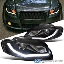 Fits 2006-2008 Audi A4 Black Projector Headlights Driving Headlamps LED Strip picture