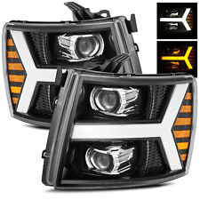For 07-13 Silverado Switchback LED Tube Polished Black Dual Projector Headlights picture