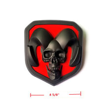 1x OEM Front Grille Skull Emblem Badge Dodge Ram 1500 2500 3500 3D X Black red picture