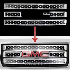 2014-15 GMC Sierra 1500 CHROME Snap On Grille Overlay 3 Bar Grill Covers Inserts picture