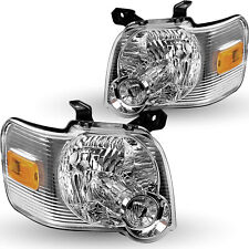 For 2006-2010 Ford Explorer Chrome Housing Amber Corner Headlights Lamps Pair picture