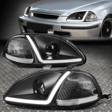[LED DRL]FOR 96-98 HONDA CIVIC BLACK HOUSING CLEAR CORNER PROJECTOR HEADLIGHTS picture