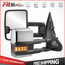 Tow Mirror For 14-18 Chevrolet GMC Power Heated w/ LED Signal Chrome Left+Right picture