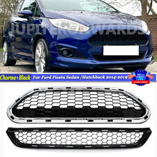 Chorme+Black ST Style Honeycomb Upper & Lower Grilles For Ford Fiesta 2014-2018 picture