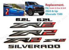 7PCS Matte Black Red ZR2 Matte Black 6.2L Silverado Emblems 2022+Silverado 1500 picture