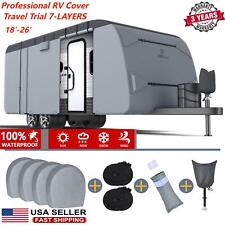 7 Layer Heavy Duty Travel Trailer RV Cover Waterproof Anti-UV For Camper 18'-26' picture