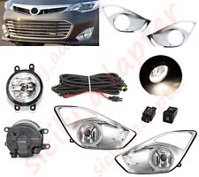 Fits 2013-2015 Toyota Avalon Bumper Fog Lights Lamps+Switch+Sliver Cover Bezels picture