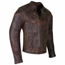 Men's Vintage Brown Leather Jacket High Mileage MCJ Diamond Stitched Shoulders picture
