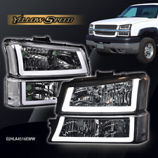 Fit For 2003-2006 Chevy Silverado/Avalanche Clear Chrome Headlights W/ LED DRL picture