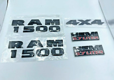 Set OEM RAM 1500 4X4 Grille Tailgate 5.7 Liter HEMI Emblem Badge Black 2013-2018 picture