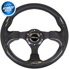 NEW NRG STEERING WHEEL LEATHER Carbon Fiber look INSERTS Pilota Style RST-001CBL picture