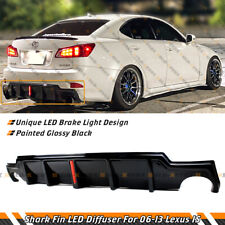 FOR 06-13 LEXUS IS250 IS350 JDM GLOSSY BLACK REAR BUMPER DIFFUSER WITH LED LIGHT picture