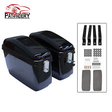 For Cruiser Motorcycle Hard Saddle Bags Trunk Luggage With Mounting Brackets  picture