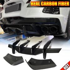 For Chevrolet Corvette C8 REAL CARBON Rear Bumper Diffuser Lip+Canards Splitter picture