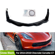 Front Lip Splitter+Side Winglets For 14-19 Corvette C7 Z06 Stage 3 Gloss Black picture