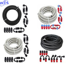 10/20FT Stainless Steel Braided 6/8/10/AN Fuel/Oil/Gas Hose Line & Fittings Kit picture